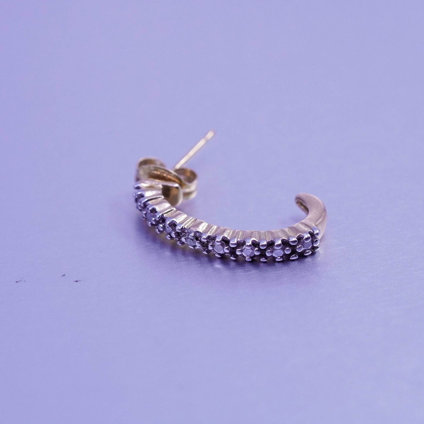 0.75”, vermeil gold over Sterling silver earrings, 925 hoops with diamond