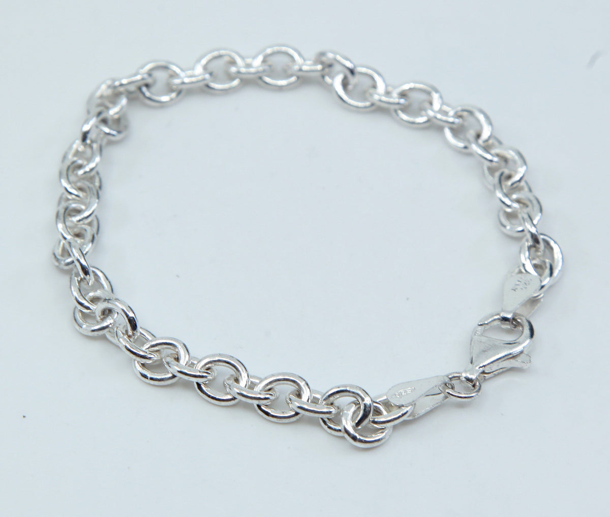 7.5", vtg sterling silver circle charm bracelet, 925 silver, stamped 925 italy