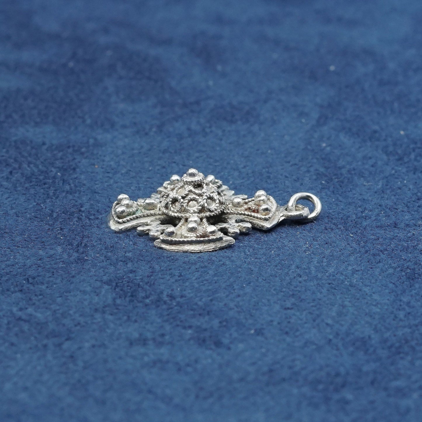 Vtg Filigree Jerusalem Cross handmade Pendant 999 Sterling Silver