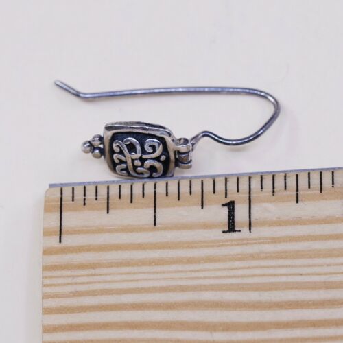 Vtg ATI Sterling 925 Silver Handmade Filigree Square Shaped Earrings