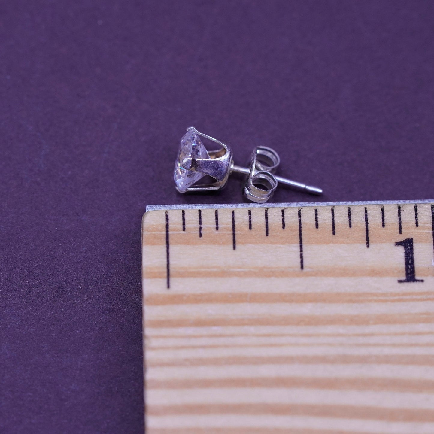 8mm, vintage Sterling 925 silver studs, Swarovski earrings