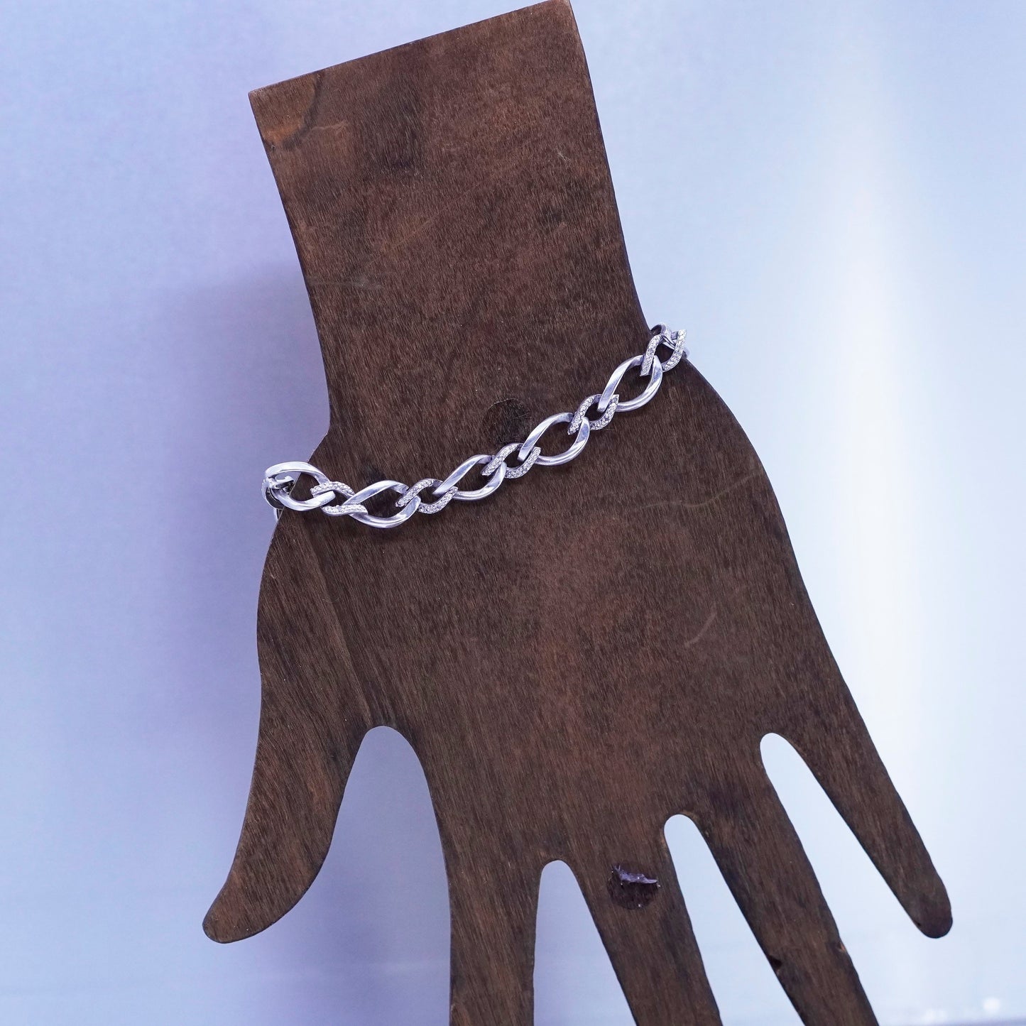 6.75”, Italy Sterling 925 silver handmade bracelet, men’s bold figaro chain