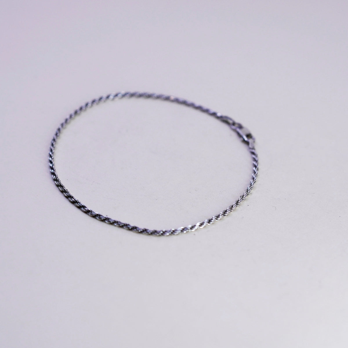 8.75”, Vintage sterling silver bracelet, Italy 925 rope ankle chain anklet