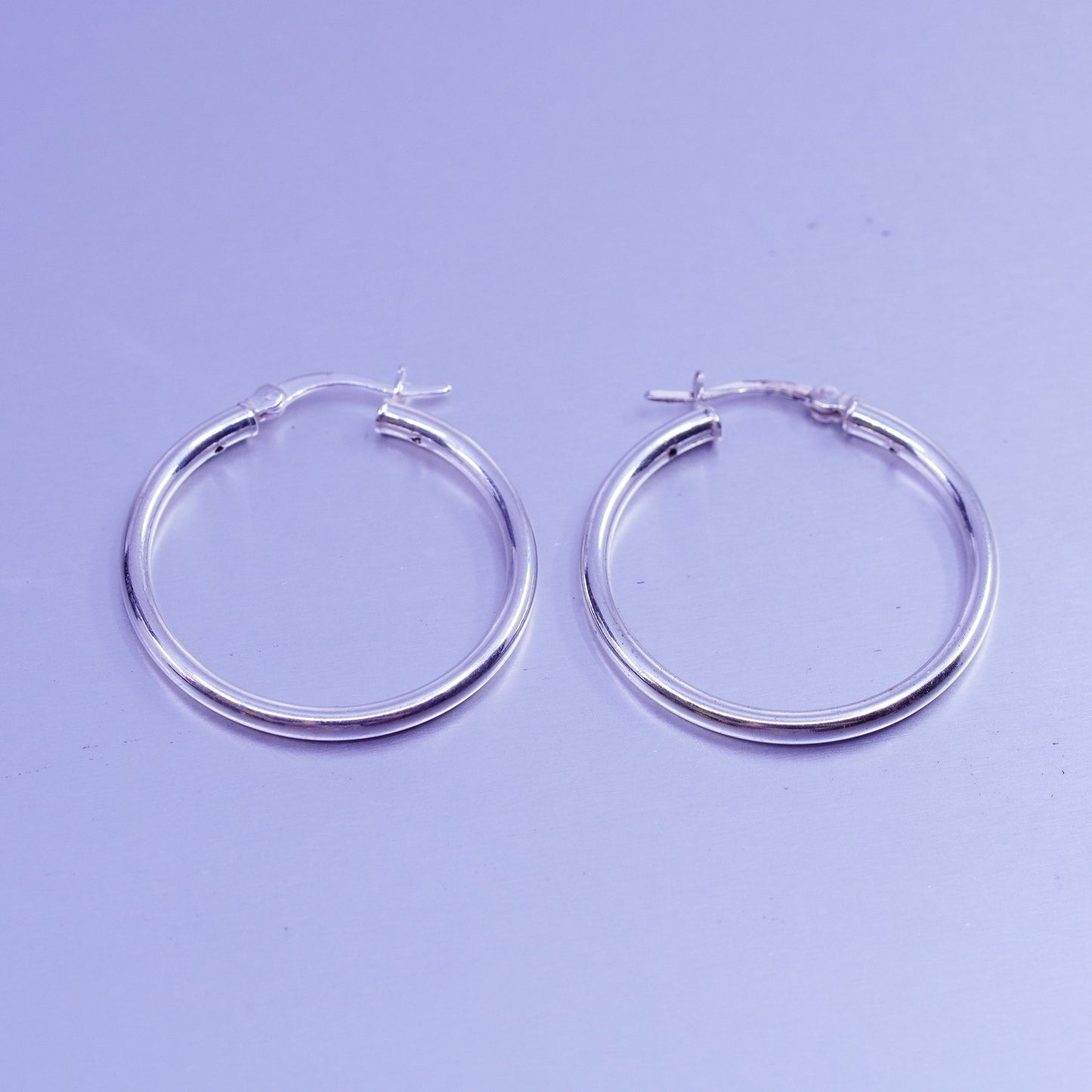 1.25”, vintage Sterling silver handmade earrings, 925 hoops