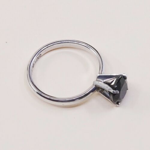 Sz 5.25, Sterling Silver Engagement Ring, 925 Silver Ring W/ Birthstone Sapphire