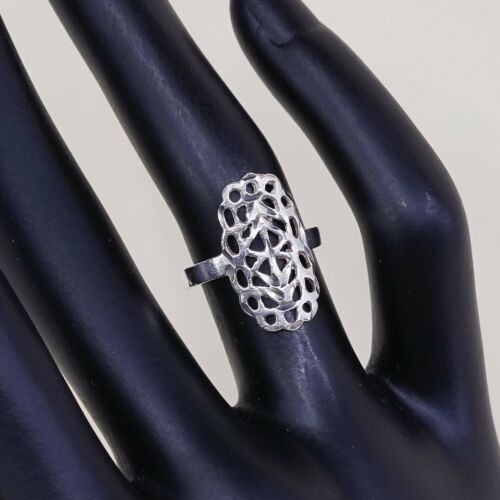 Size 5, Vtg Sterling Silver Handmade Ring, 925 Silver Band W/ Filigree Whirl