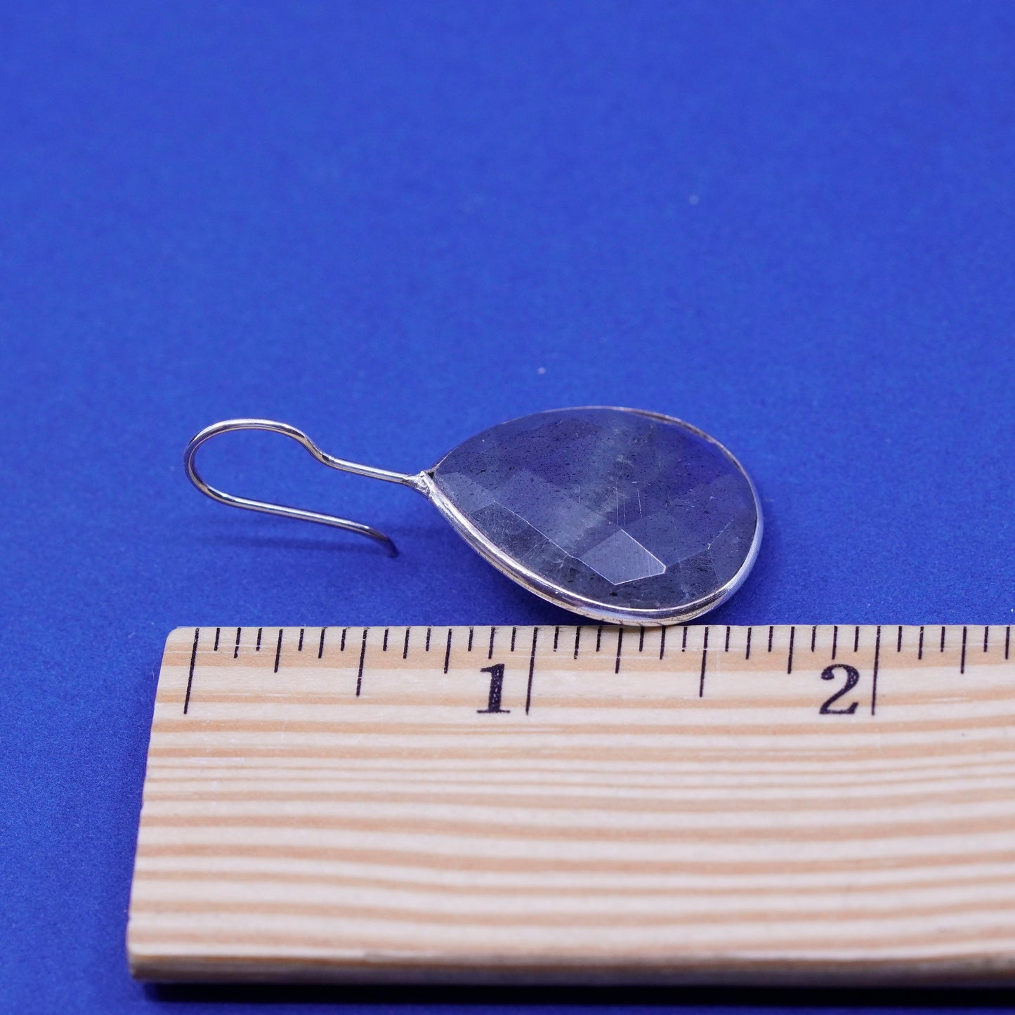 Vintage sterling 925 silver handmade earrings with teardrop labradorite
