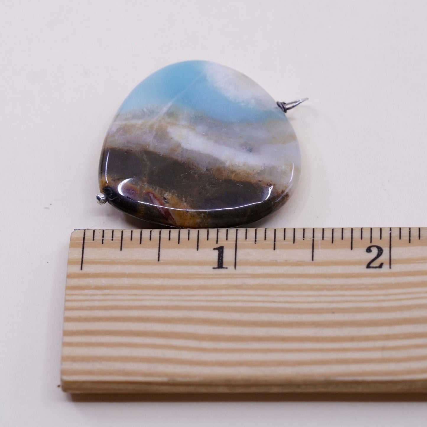 Vintage unique agate heart pendant with sterling 925 silver wire