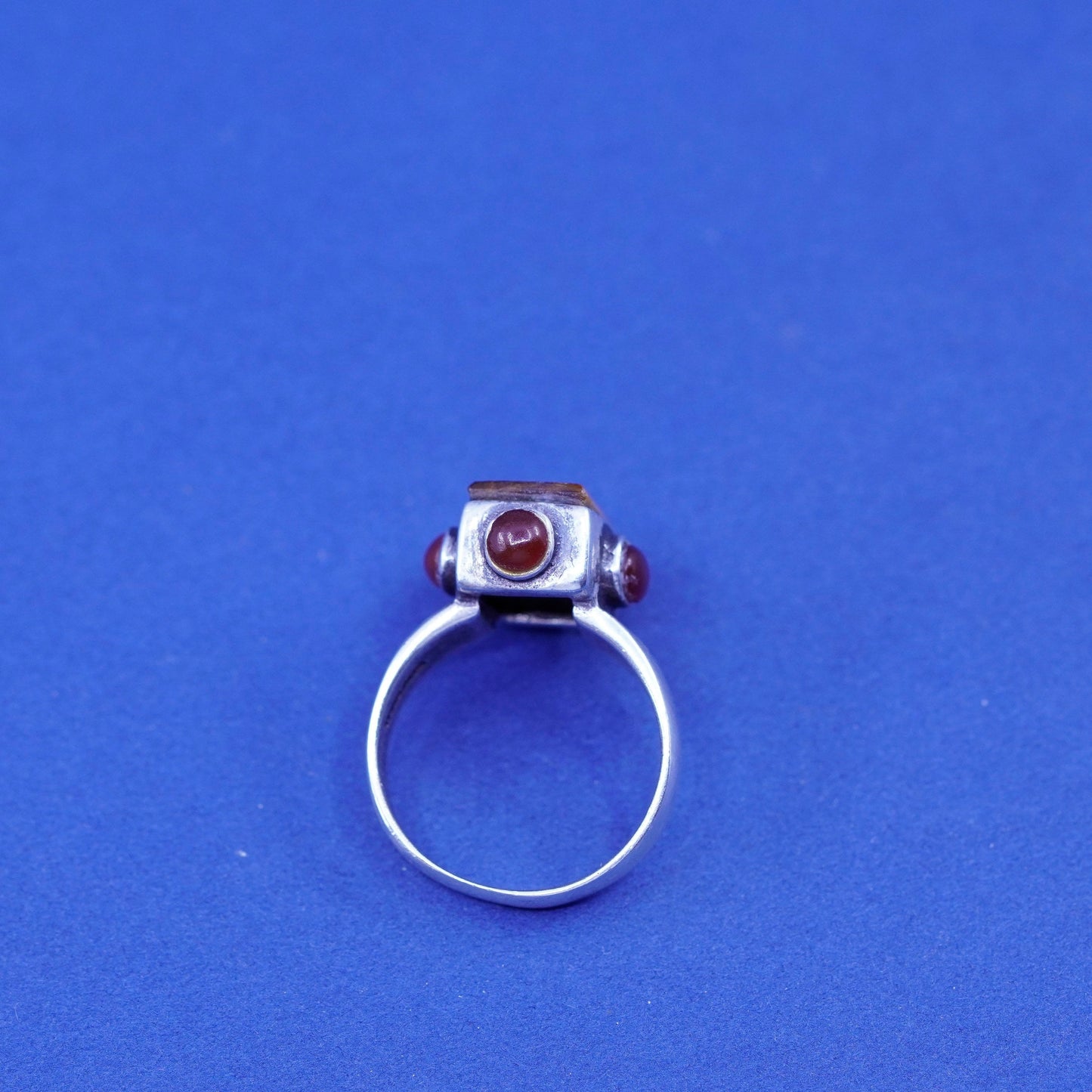 Size 7, vintage Sterling 925 silver handmade ring w/ golden tiger eye carnelian