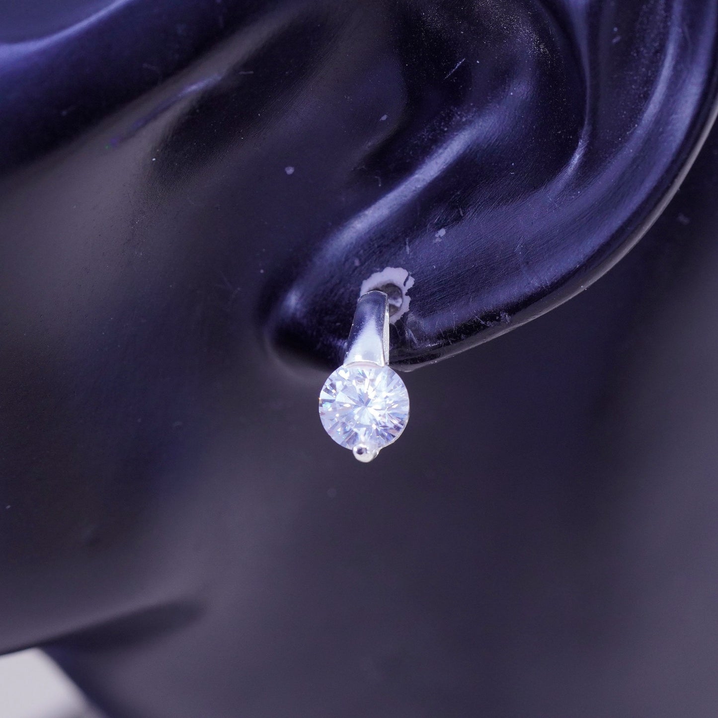 Vintage sterling silver cz studs, fashion minimalist earrings