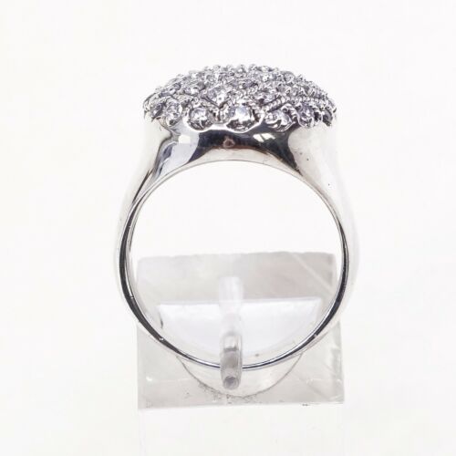 Sz 8.5, Vtg Sterling silver Engagement ring, 925 silver band W/ Cluster Cz