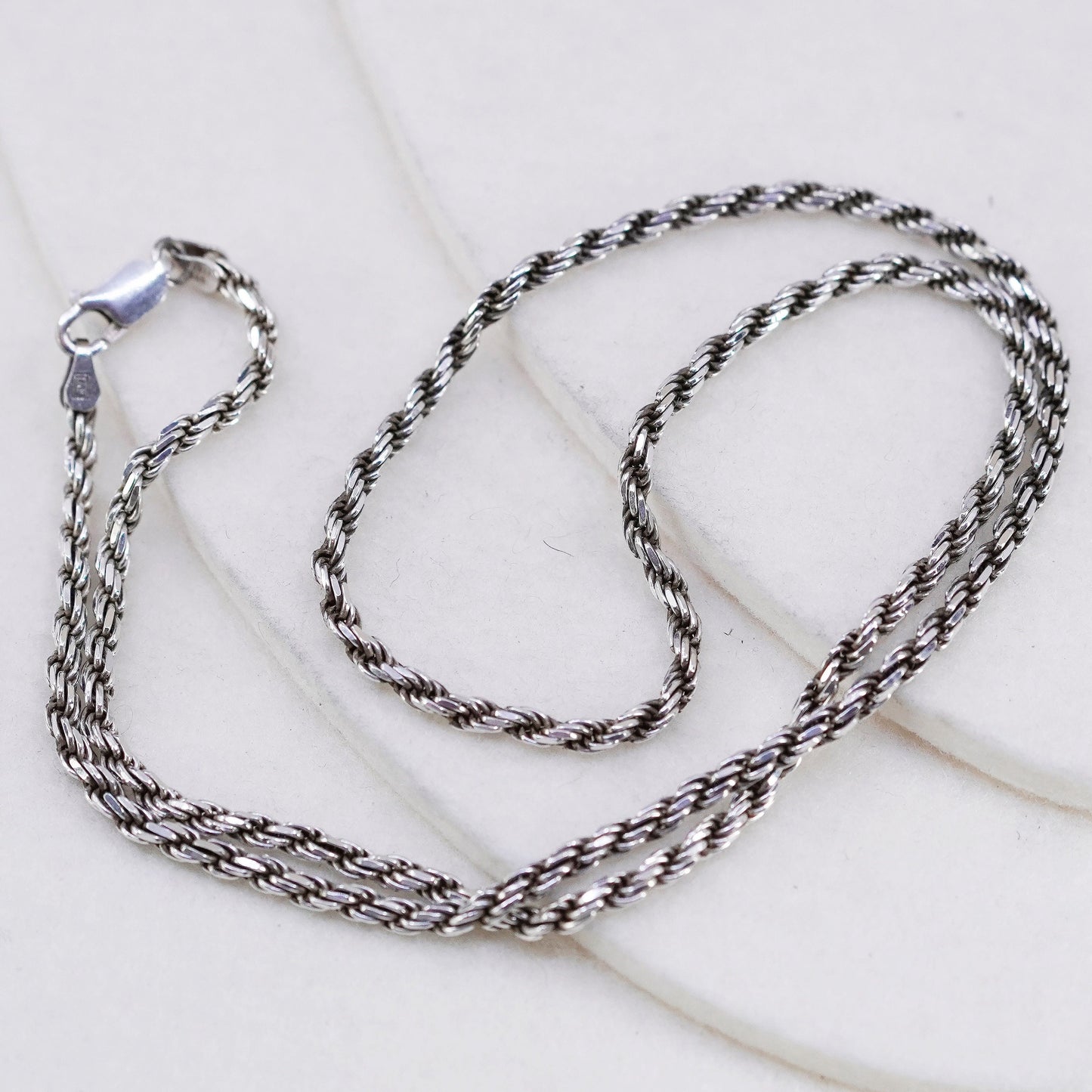 20” 3mm, vintage Sterling 925 silver bold rope chain necklace