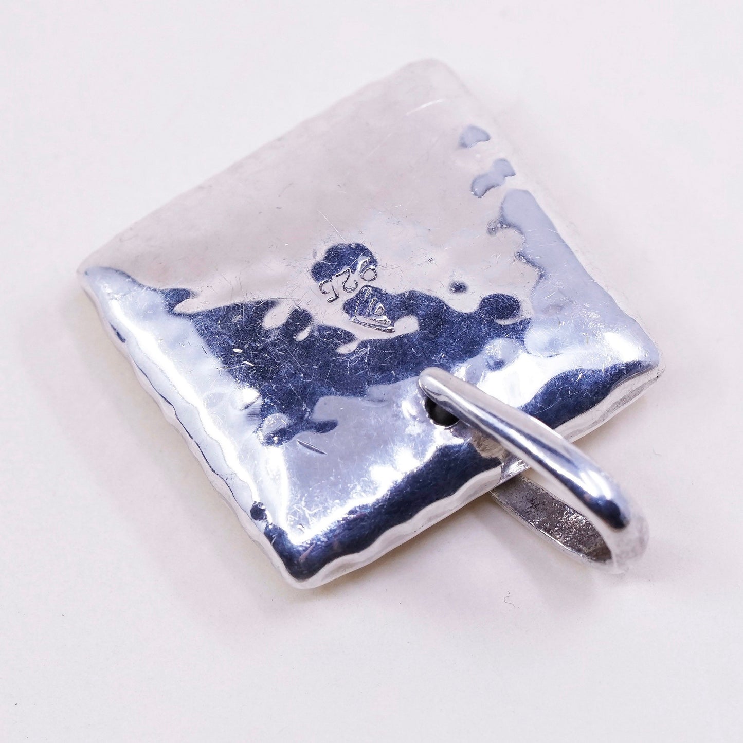 Silpada handmade Sterling 925 Silver Square Hammered Pillow Pendant S1118