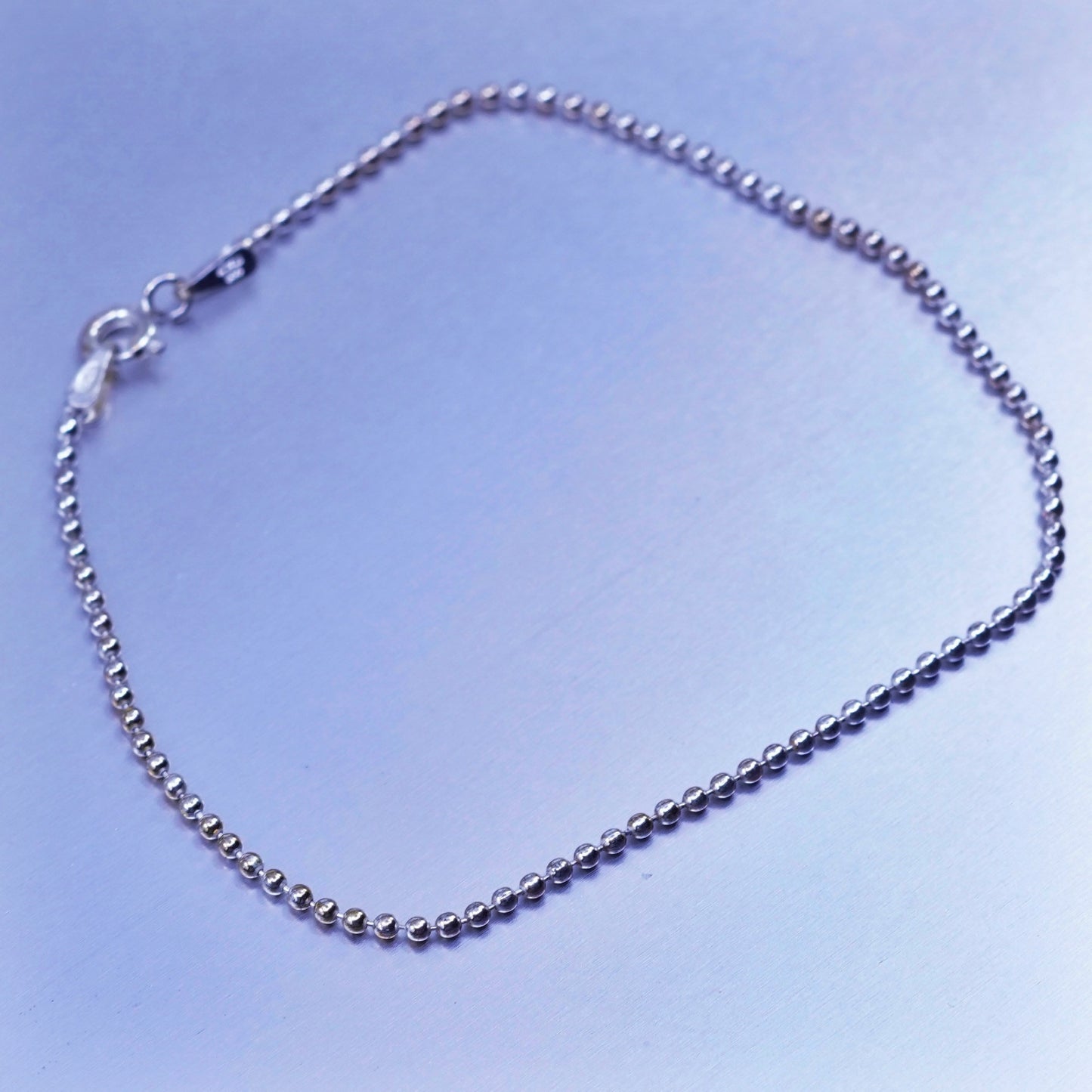 7.5”, Vintage Italy Sterling 925 silver handmade bracelet, bead chain