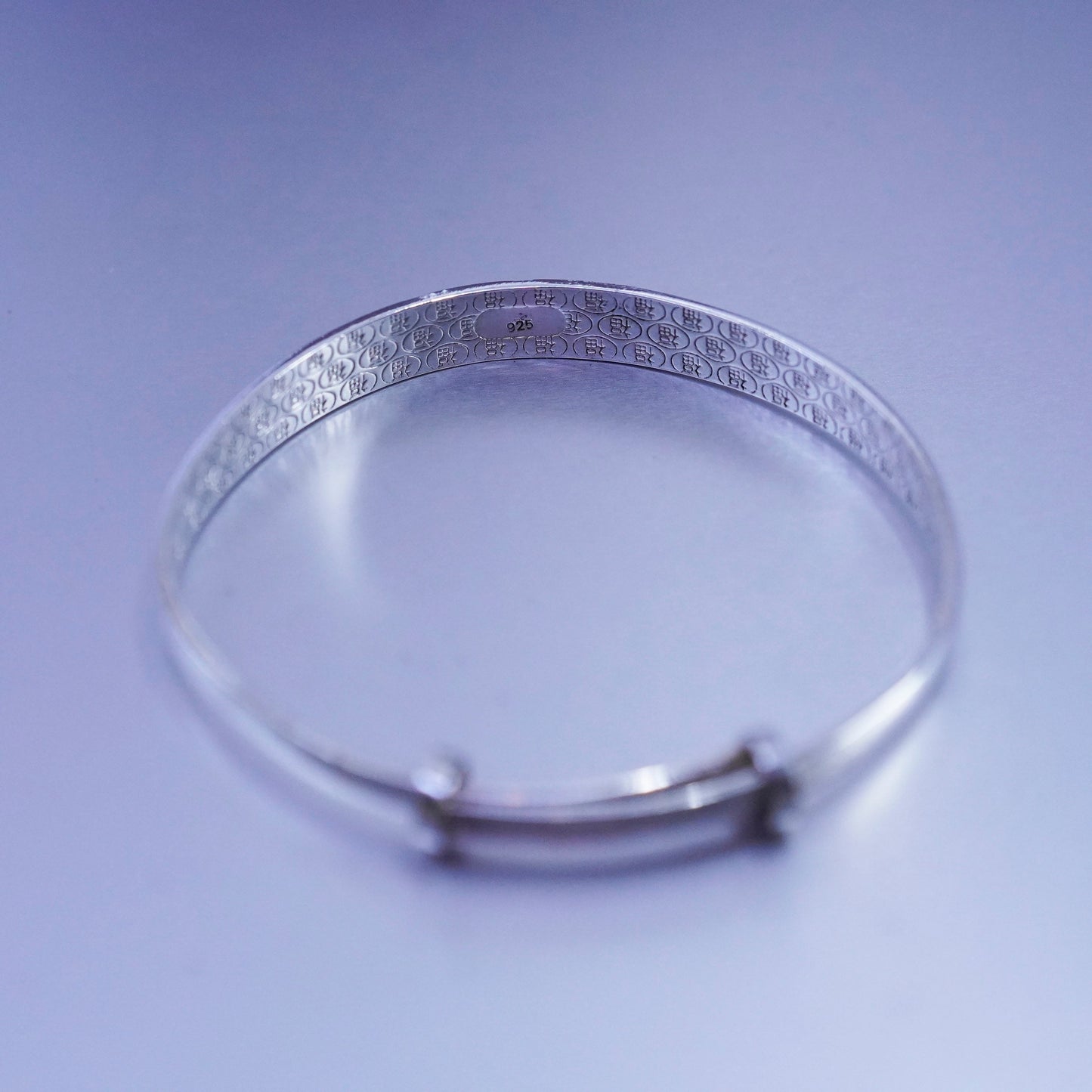 Size adjustable, Vintage Sterling 925 silver handmade bracelet, textured bangle