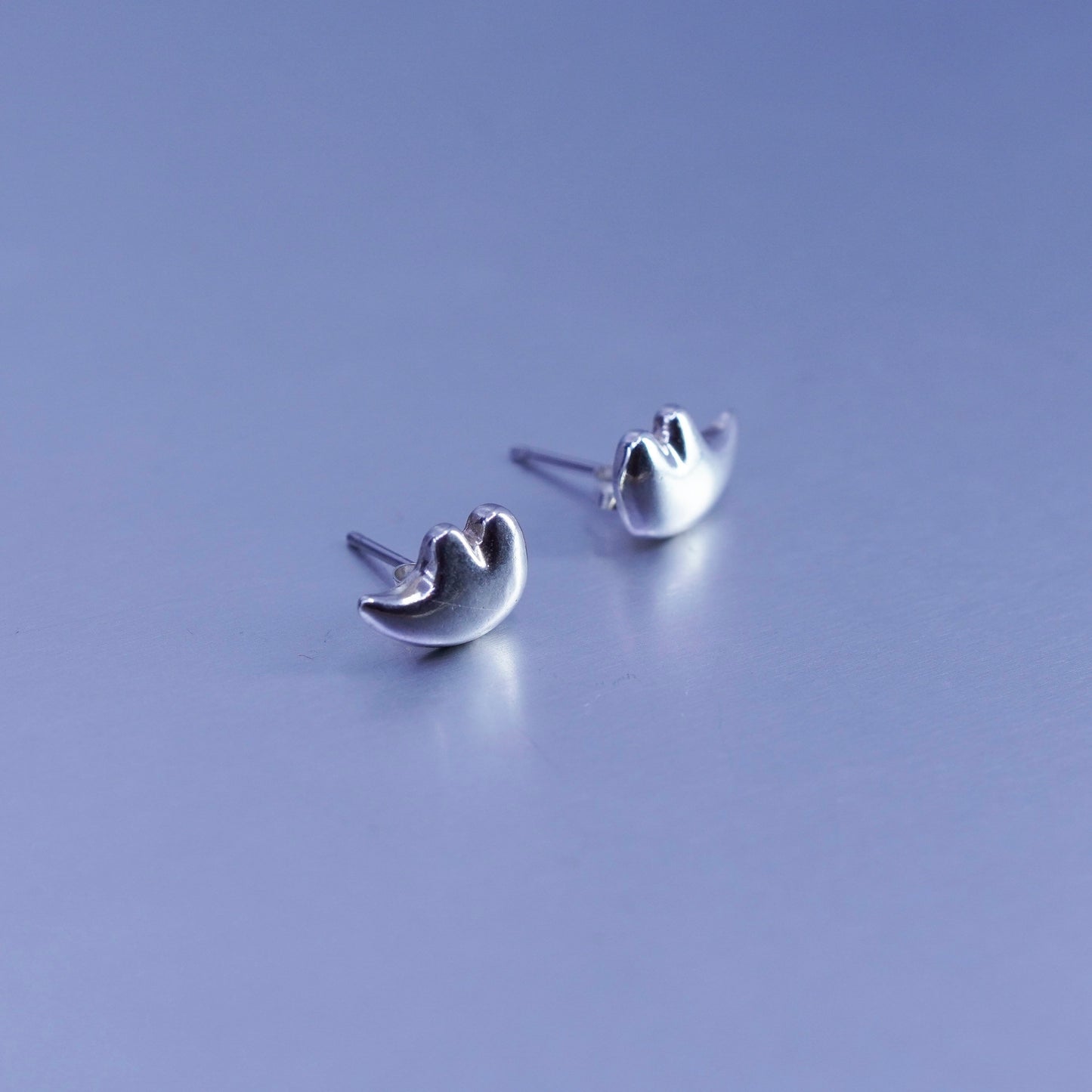 Native American Sterling 925 silver handmade polar bear earrings, studs