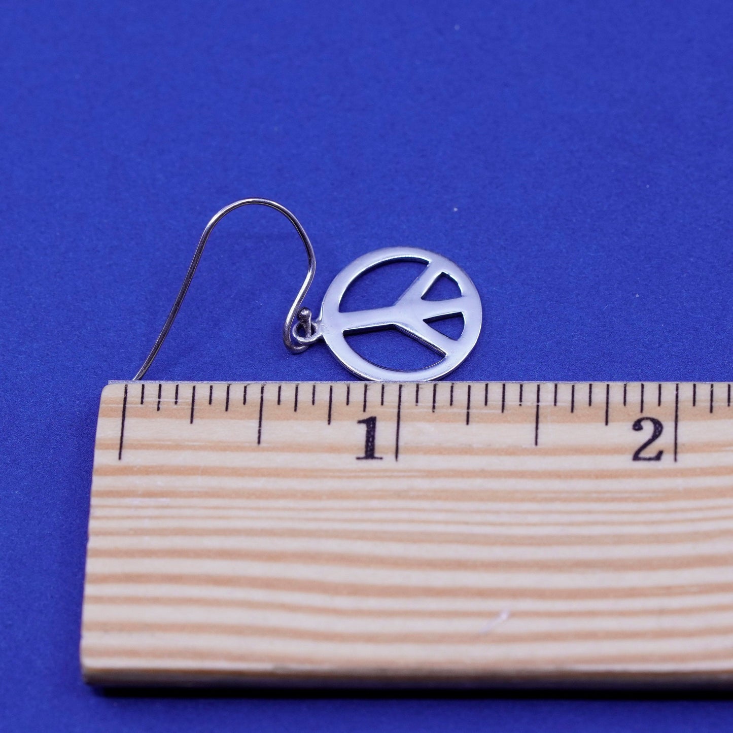 Vintage sterling 925 silver handmade earrings, CND peace sign