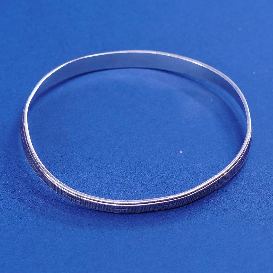 7.25", vtg sterling silver handmade bracelet, 925 textured bangle