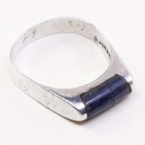 So 8.25, Vintage Mexico sterling silver handmade ring, Modern 925 With Sodalite