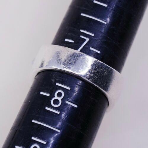 Size 7.25, Vtg Sterling Silver Handmade Ring 925 Silver Band w/ beads Around