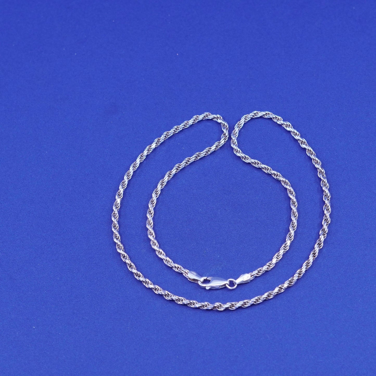 18”, 3mm, vintage Sterling silver handmade necklace, 925 diamond rope chain