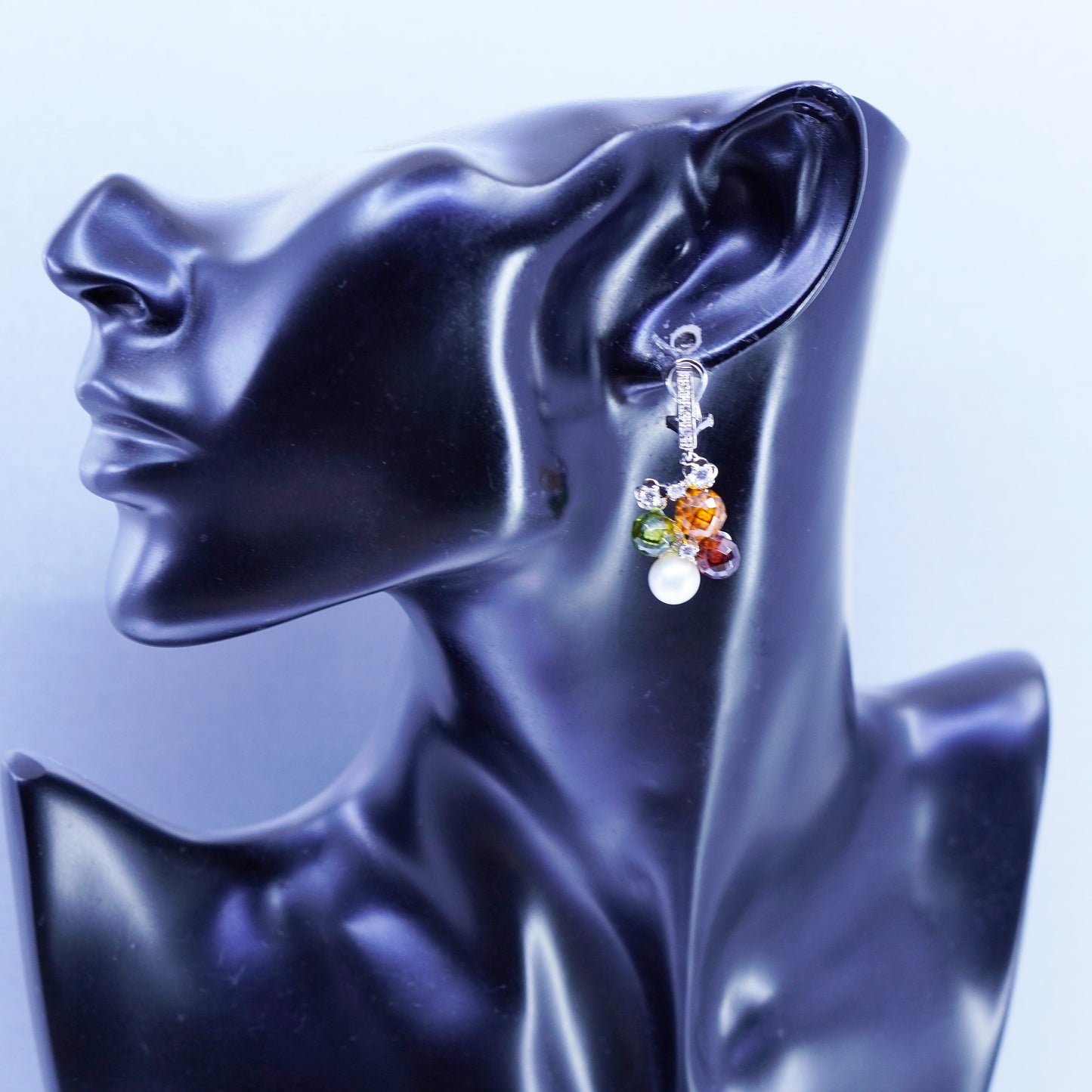 Sterling 925 silver handmade earrings with pearl citrine peridot garnet beads