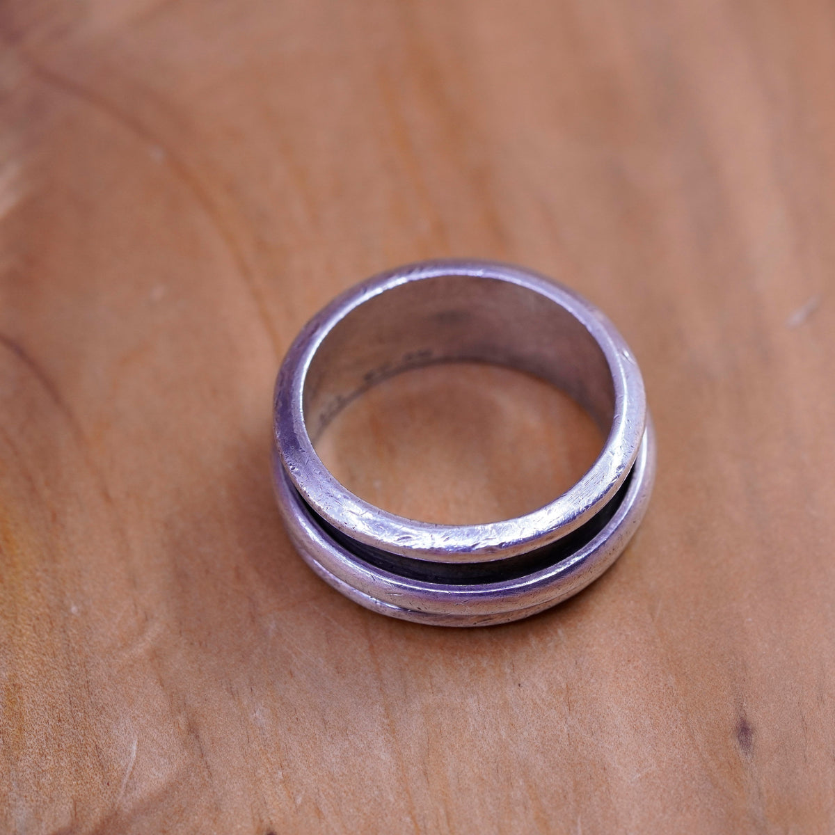 Size 10.75, vintage Sterling silver handmade spinner ring, 925 band w/ spinner