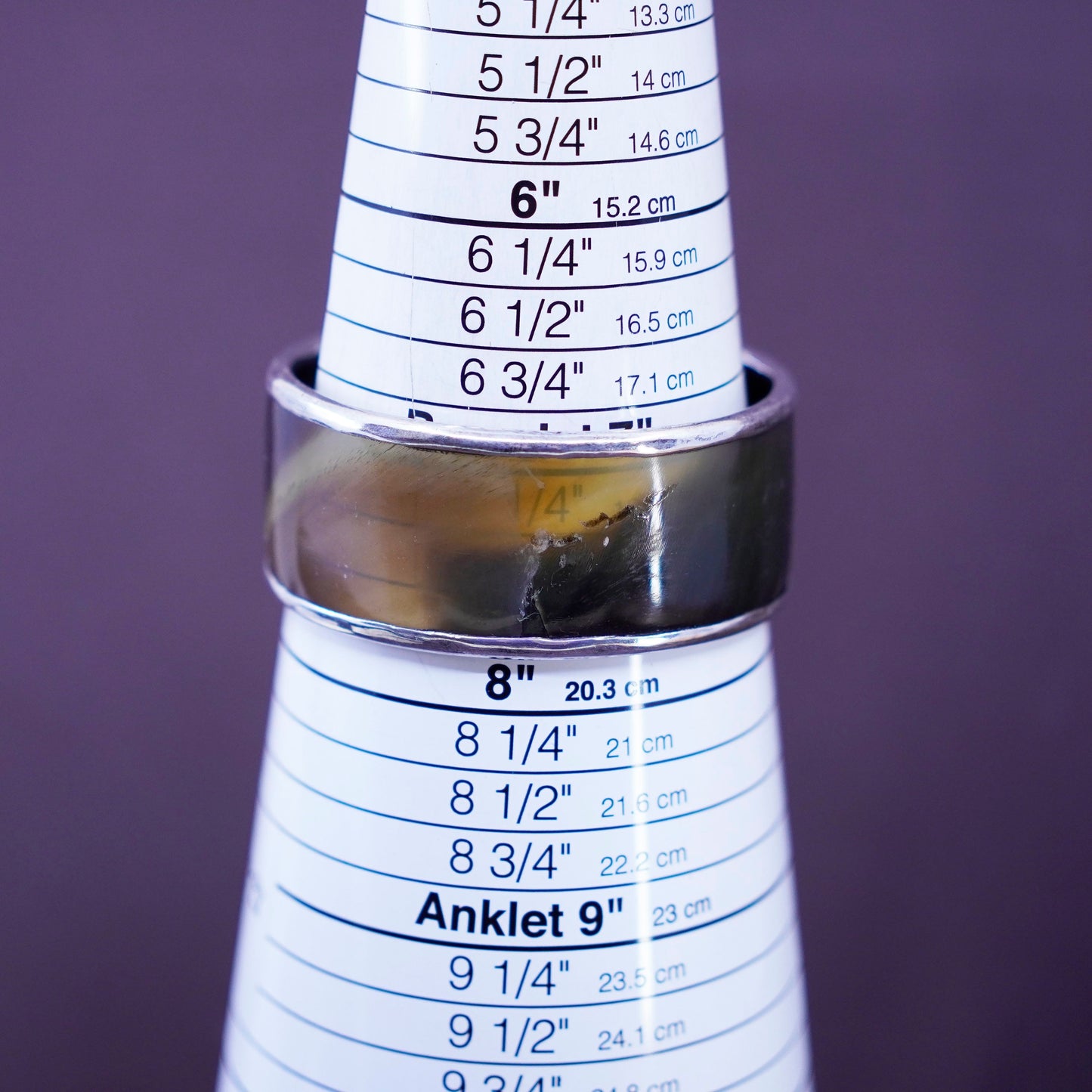 7”, Native American Sterling silver handmade bracelet, 925 bull horn bangle