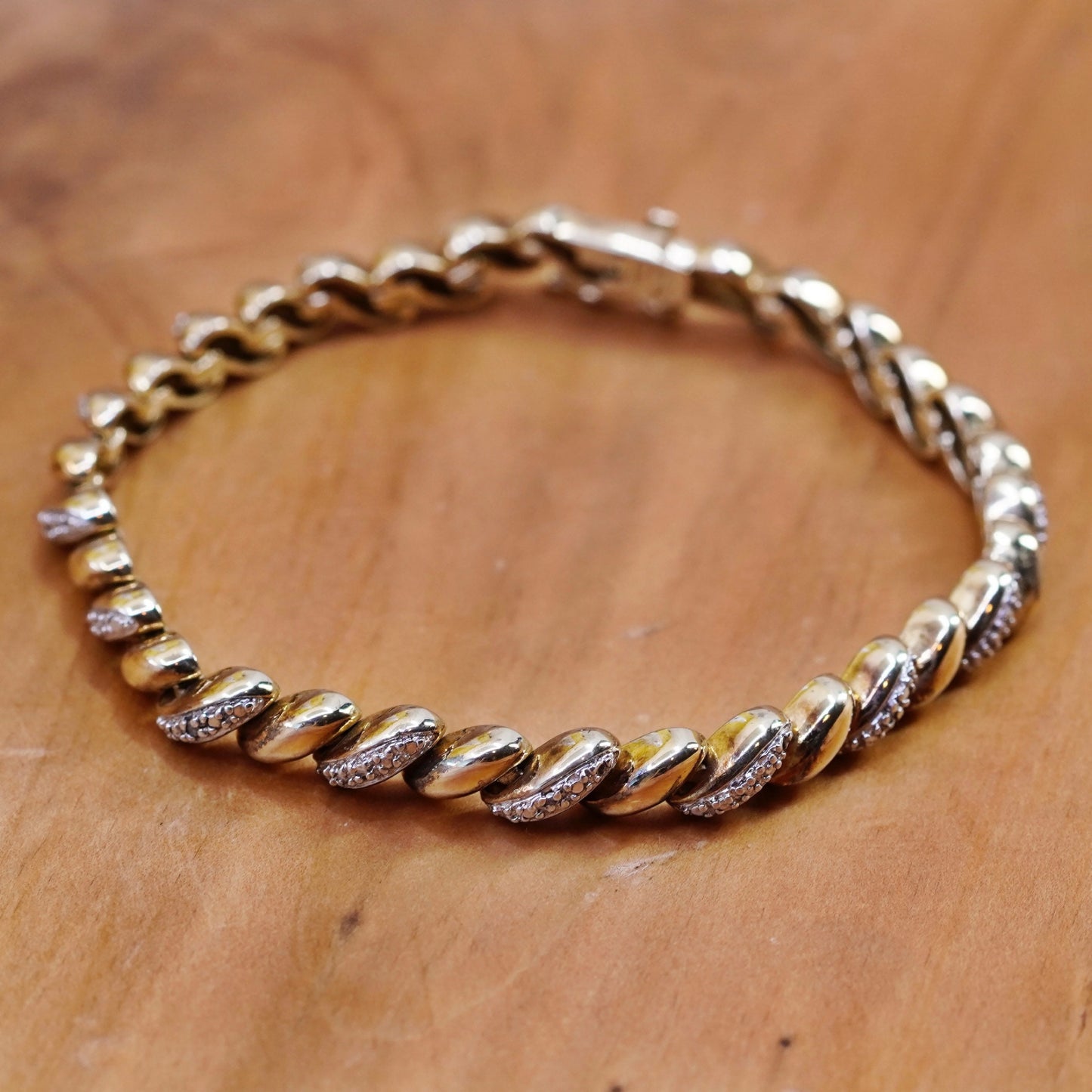 7.25”, vermeil gold over Sterling 925 silver tennis bracelet San Marco diamonds