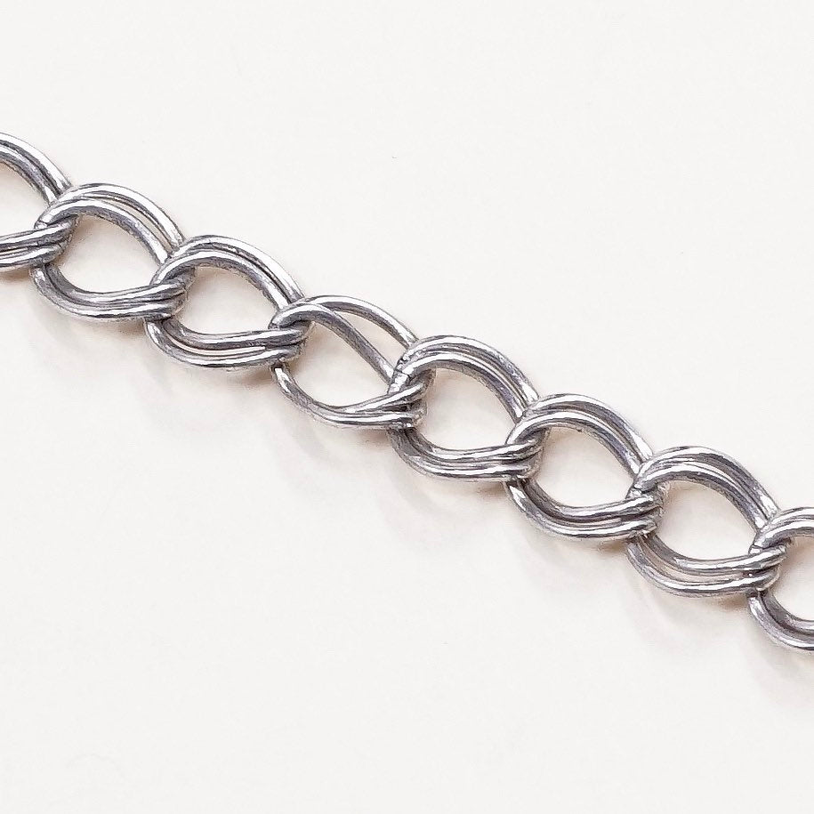 7”, VTG sterling silver double curb bracelet, italy 925 silver link chain