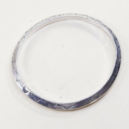 8.25”, Vtg Native American FCFE Sterling Handmade Bangle, 925 Navajo Bracelet