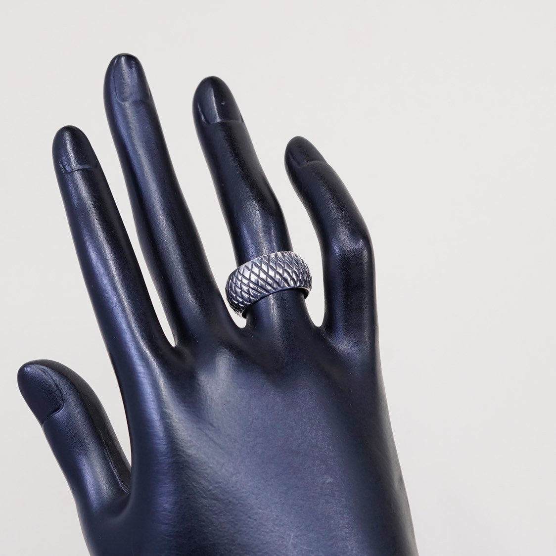 sz 6, vtg Sterling silver handmade ring, 925 wide band w/ textured surface