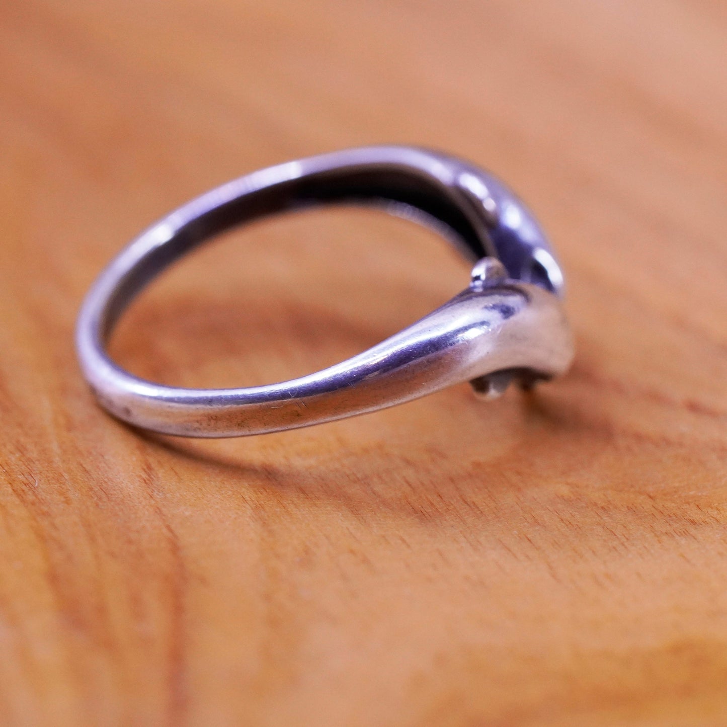 Size adjustable, vtg Sterling silver handmade ring, 925 wrap lover dolphin band