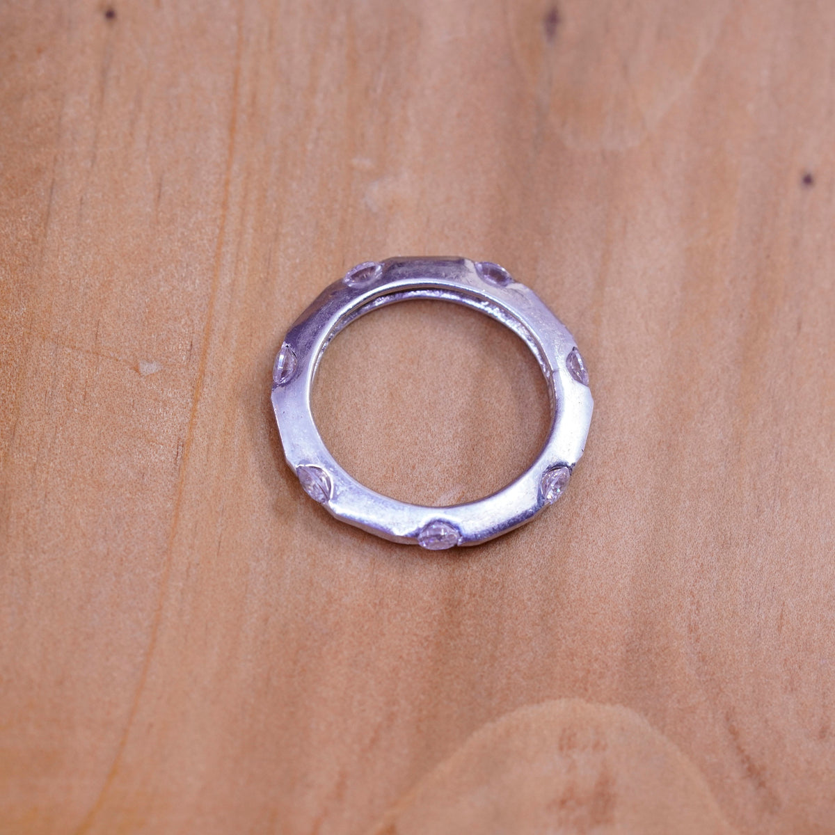 Size 6.5, vintage Sterling silver ring, 925 band with cz