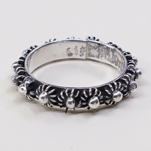 Size 4, Vtg stackable Sterling Silver Handmade Ring, Mexico 925 Band W/ Beads