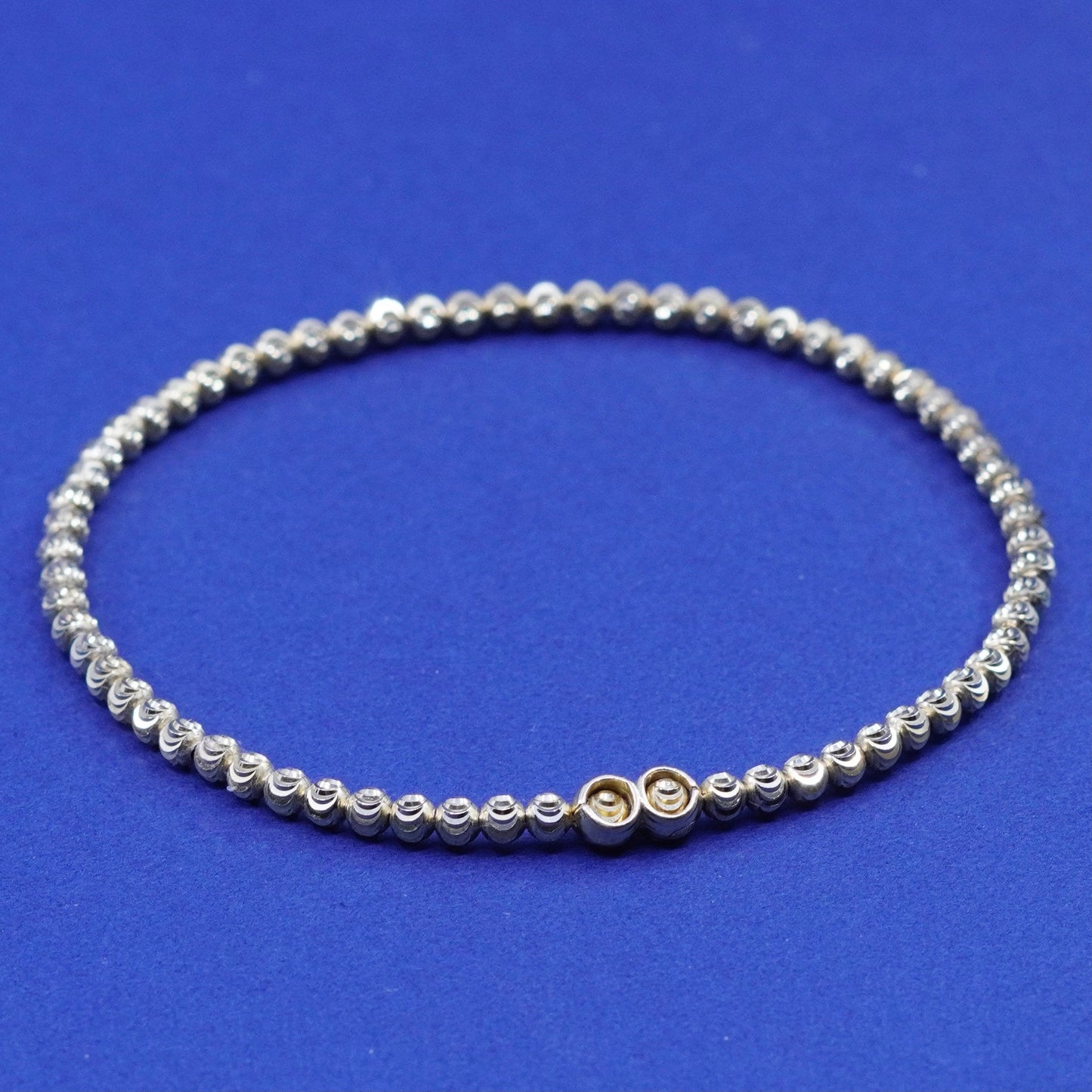 7.5”. Vintage gold filled Sterling silver handmade bracelet, 925 bead chain