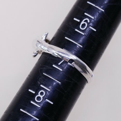 Sz Adjustable, Vtg Sterling Silver 925 Double Dolphin Band Ring, Silver Tested