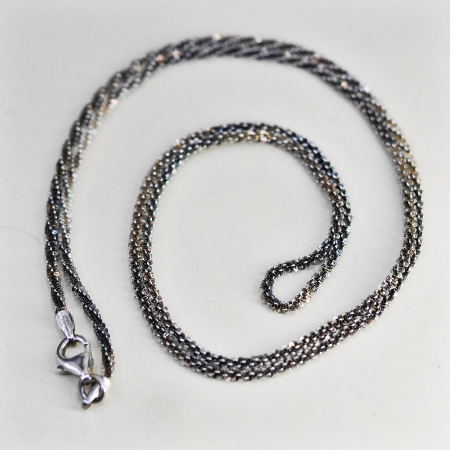 20”, 2mm, vintage Sterling silver necklace, solid 925 silver twisted chain