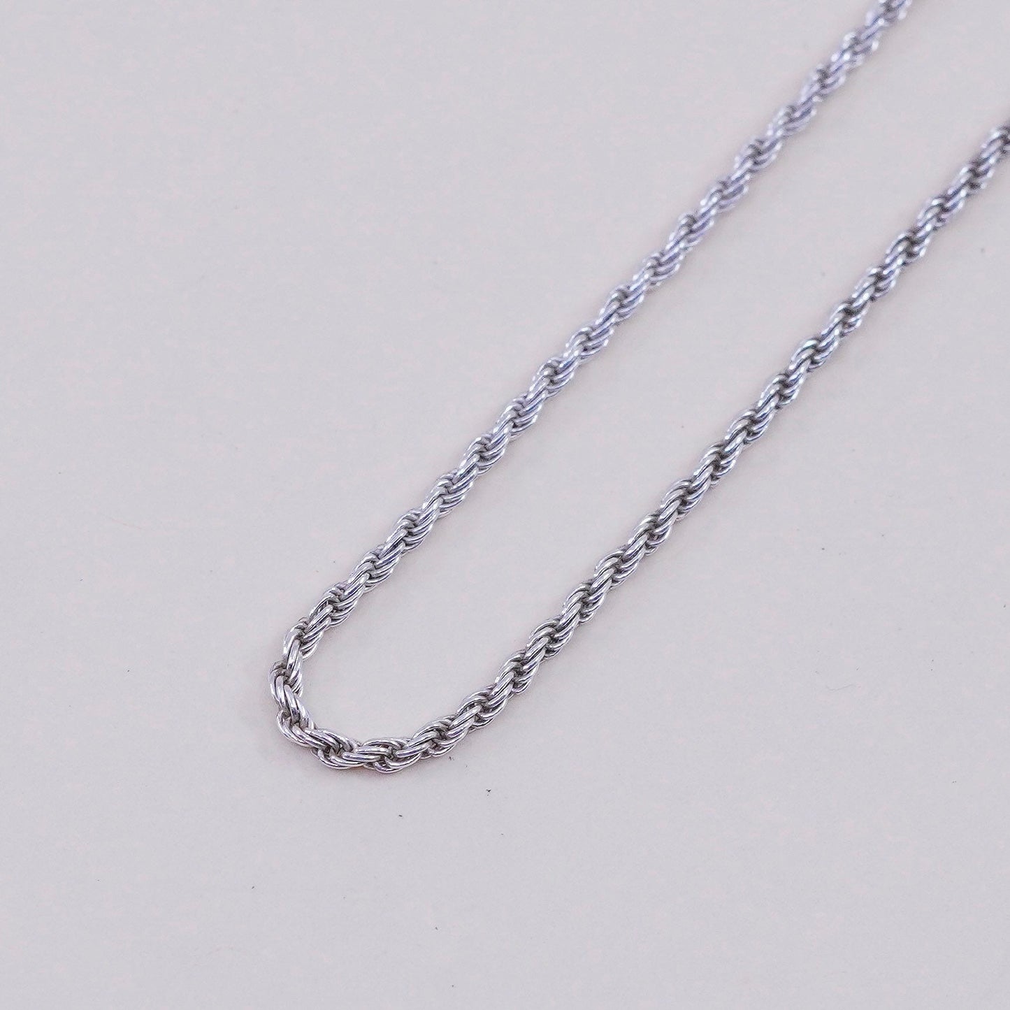 16” 1.6mm, vintage sterling silver necklace, 925 rope rope chain
