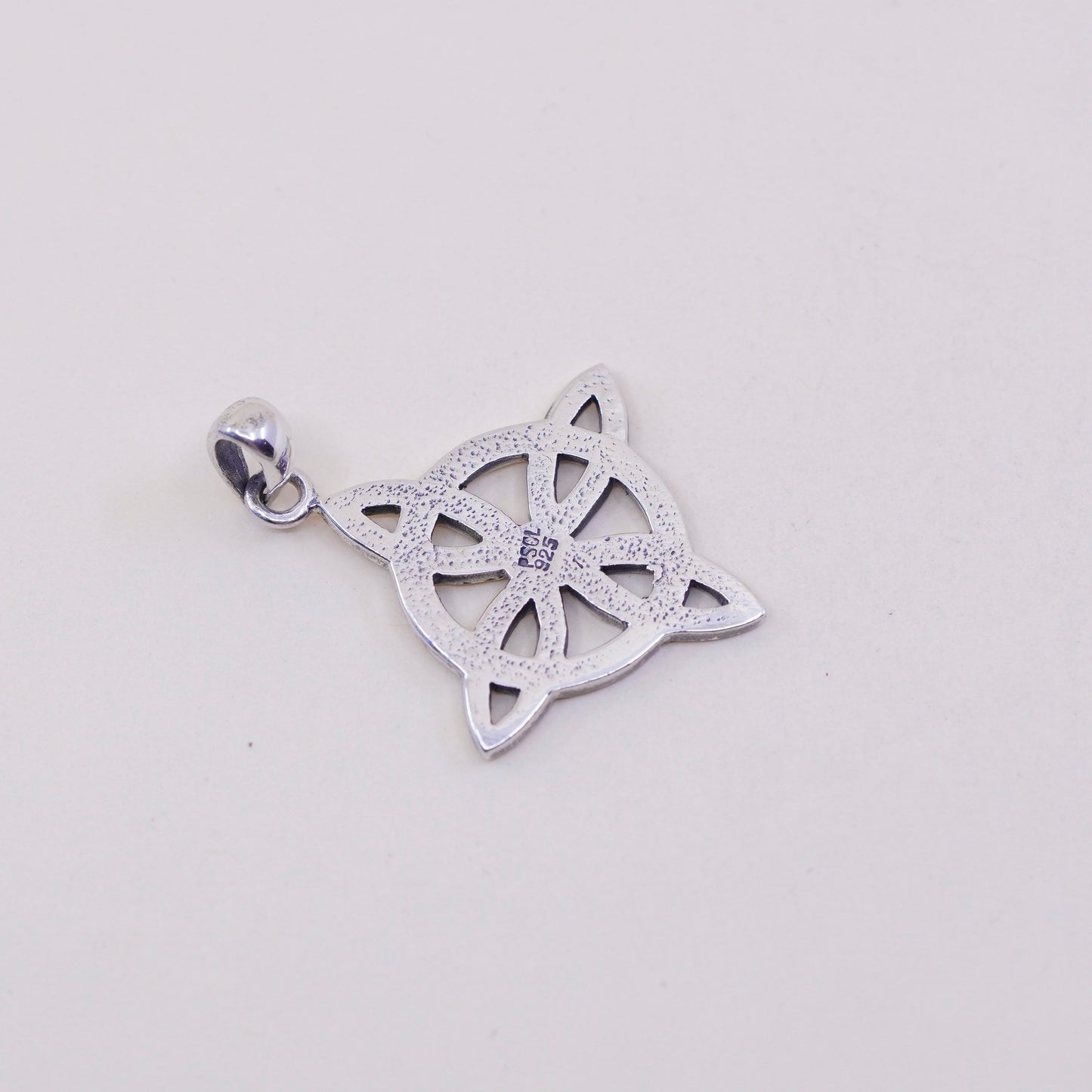 vtg PSCL sterling silver handmade pendant, 925 Irish Celtic knit filigree charm