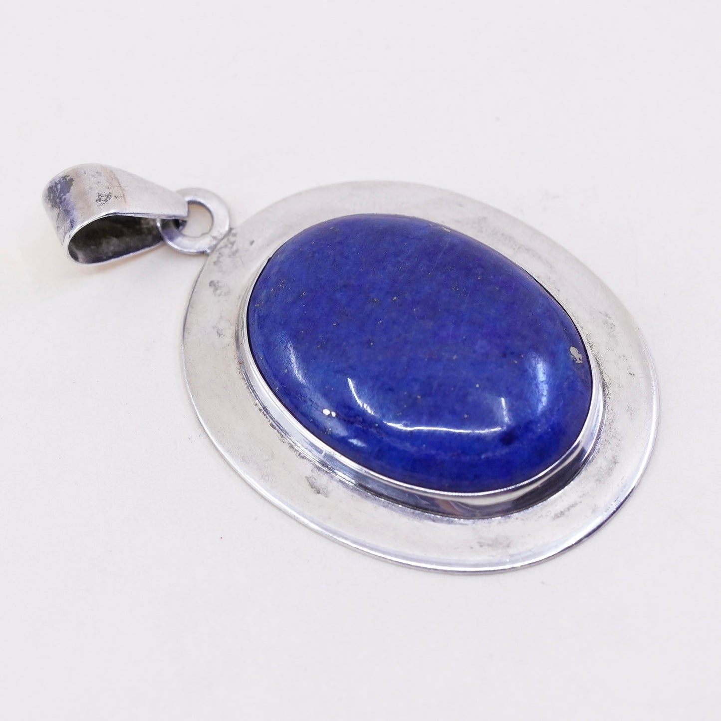 Vintage Sterling silver handmade pendant, mexico 925 with oval lapis lazuli