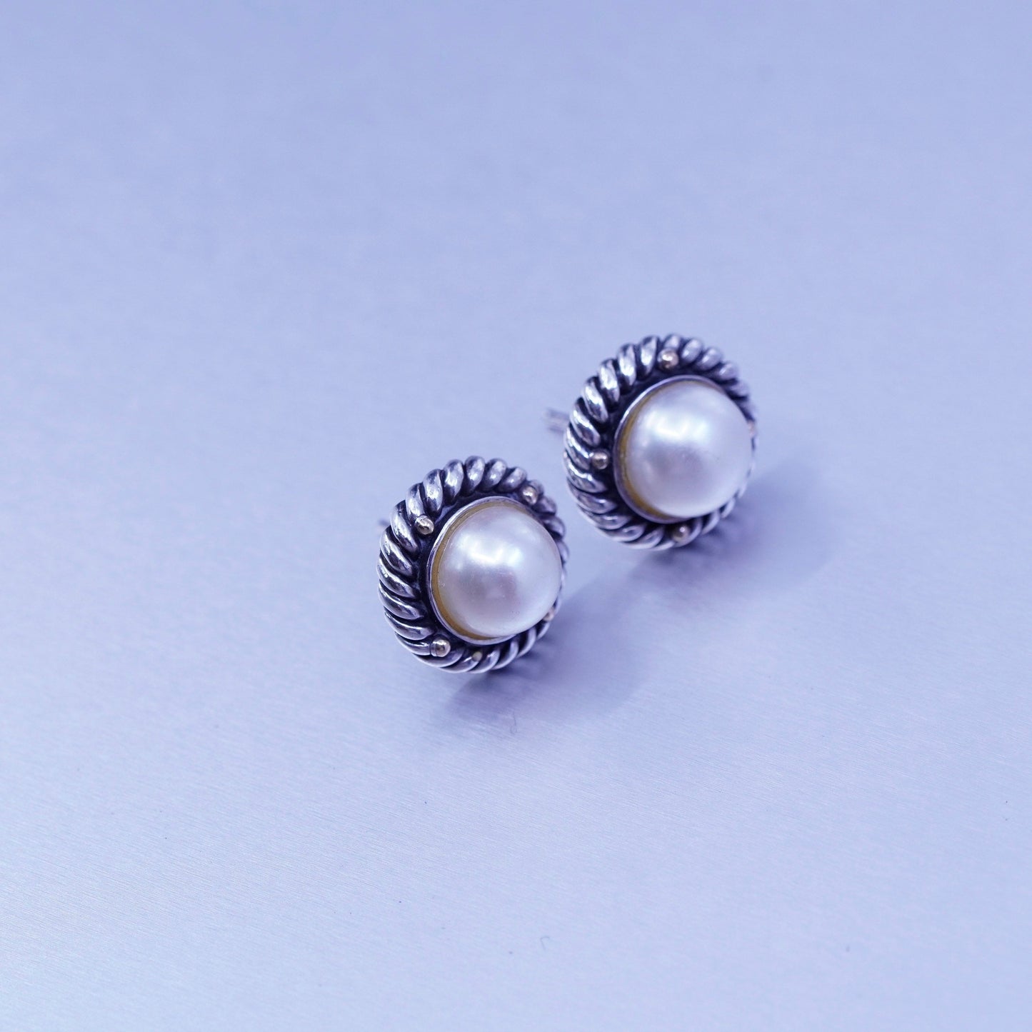 designer ATR 14K beads with Sterling 925 silver handmade earrings, pearl studs