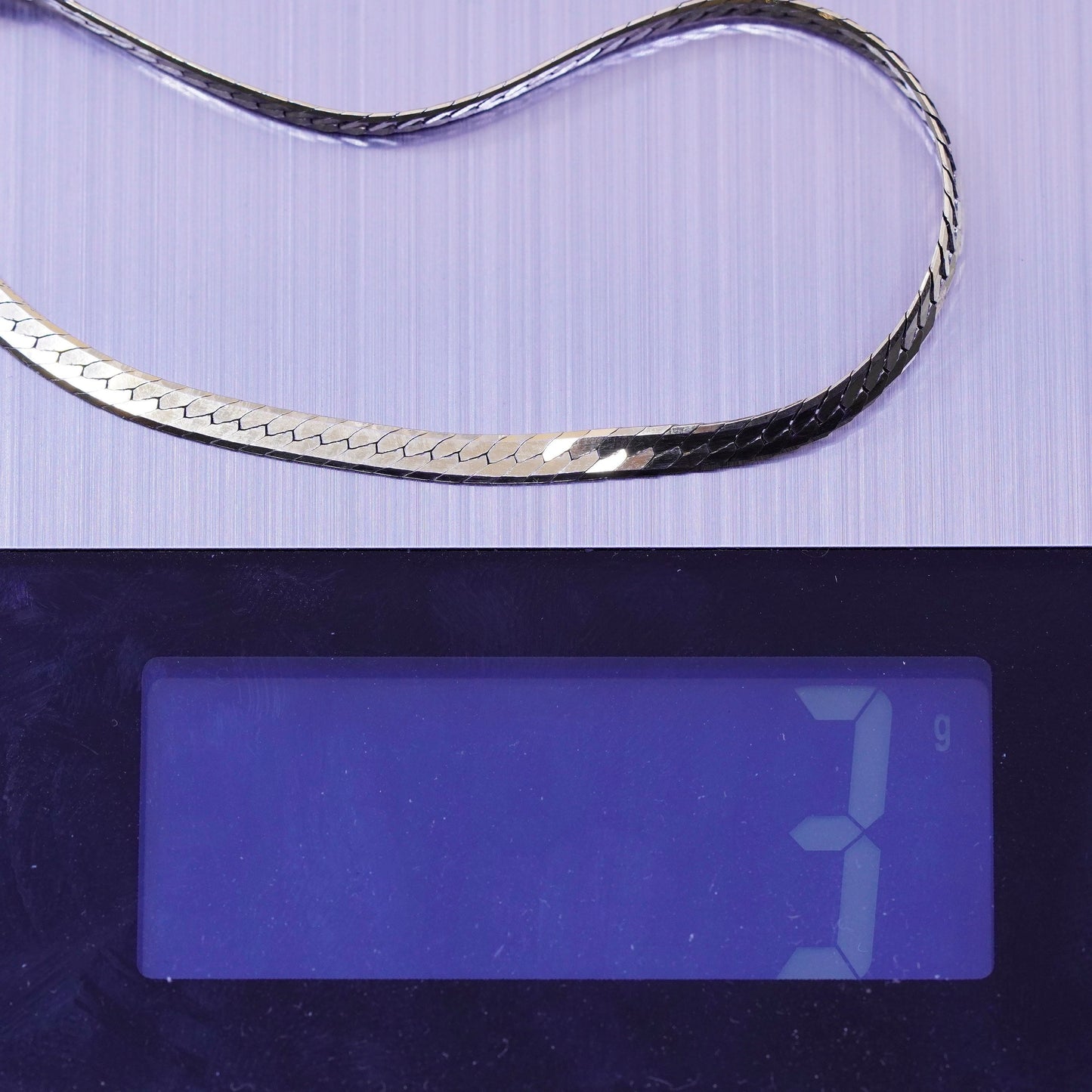 7.25”, vermeil gold over sterling silver bracelet, Italy 925 herringbone chain