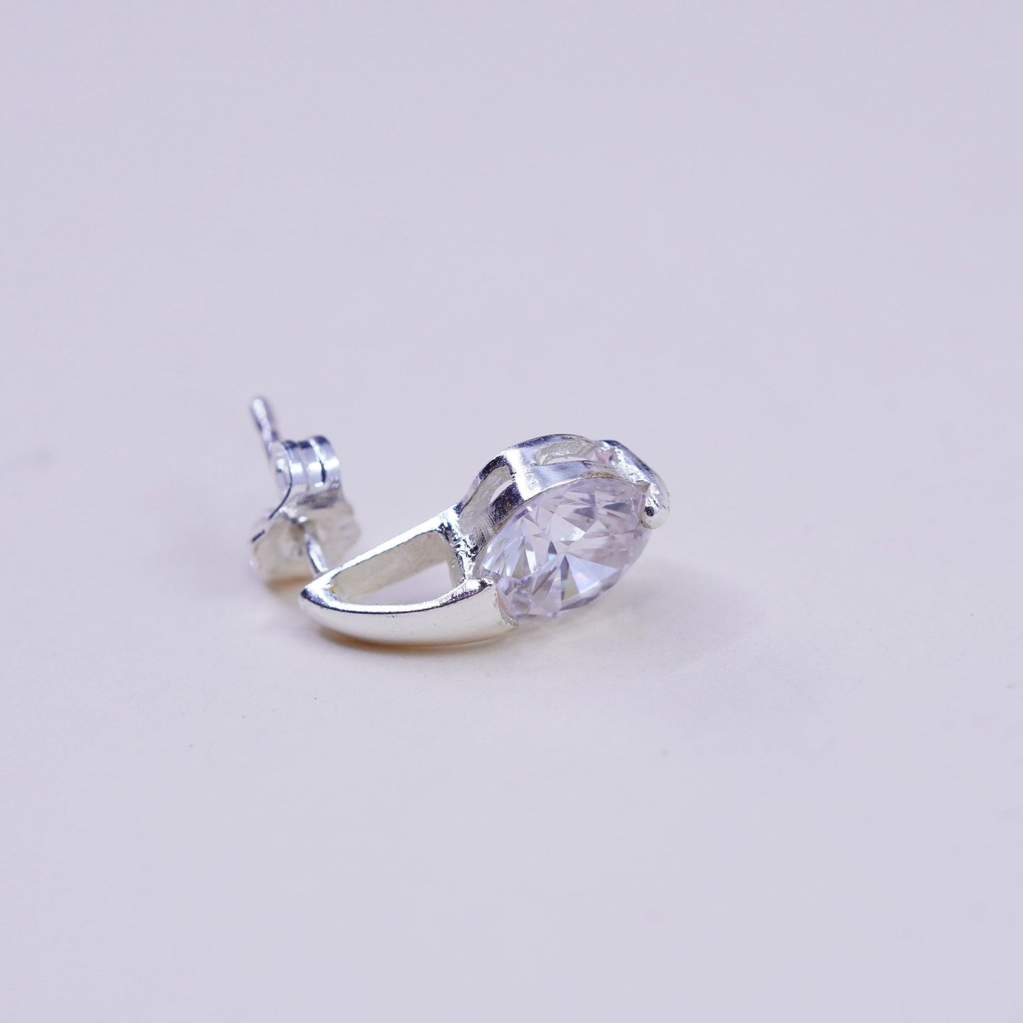 Vintage sterling silver cz studs, fashion minimalist earrings