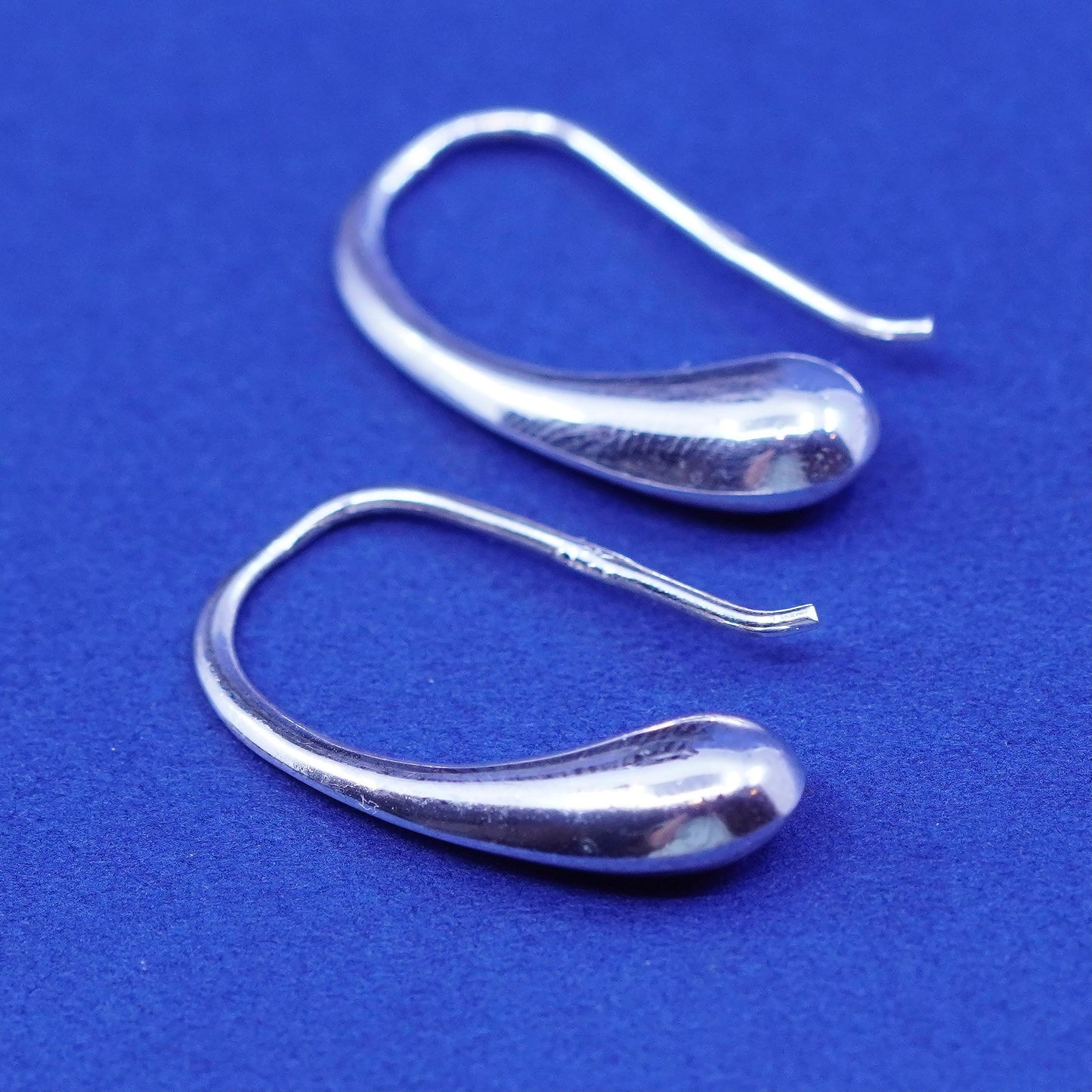 Vintage sterling silver handmade earrings, 925 simple teardrop drops