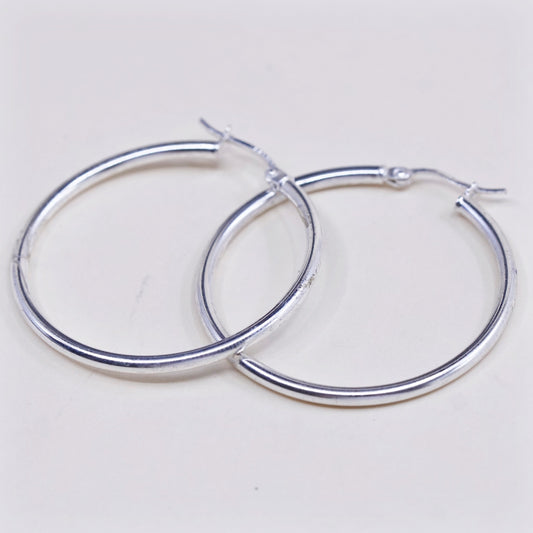 1.25", vtg sterling silver loop earrings, fashion minimalist primitive hoops