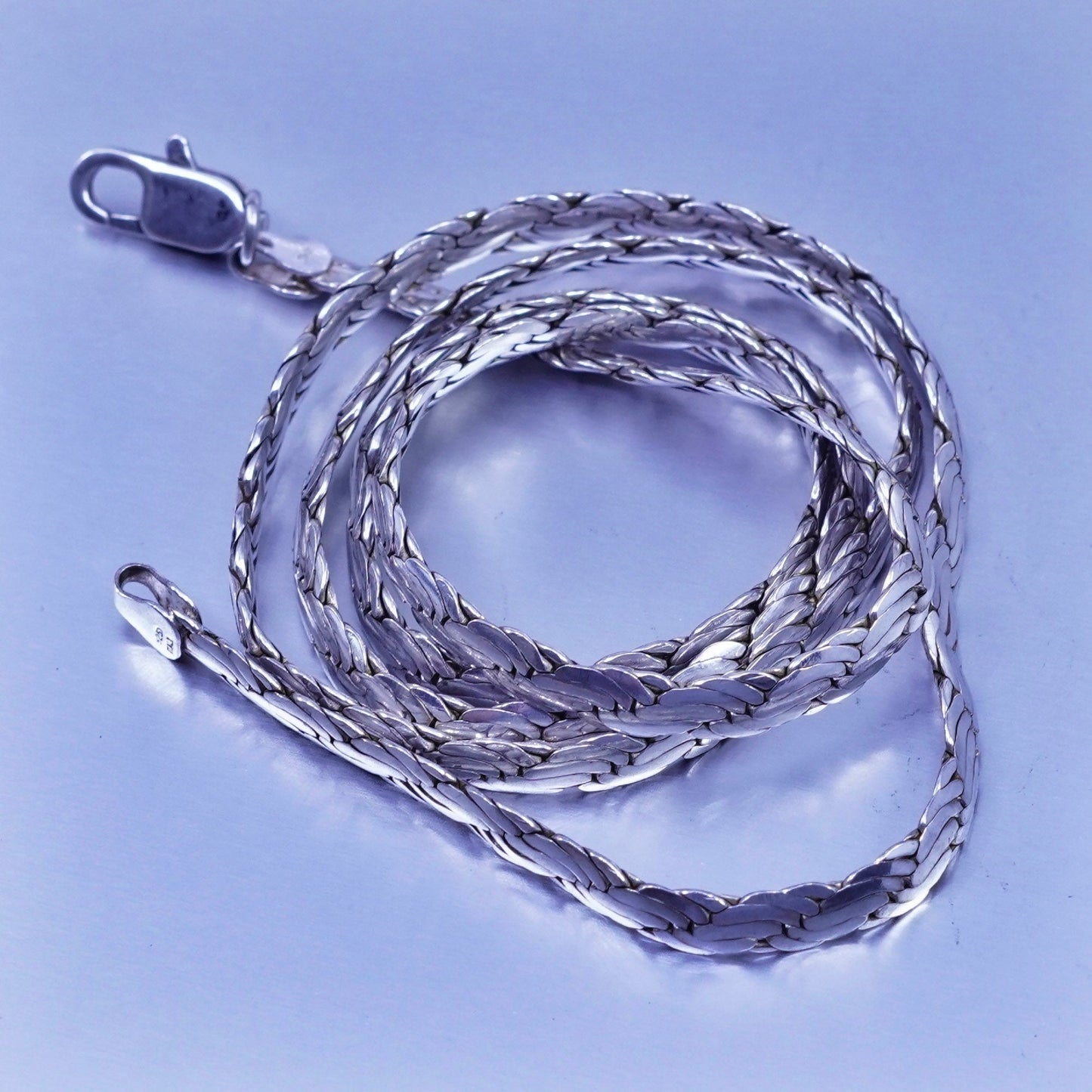 24” 5mm, vintage Sterling 925 silver flatten nugget chain necklace