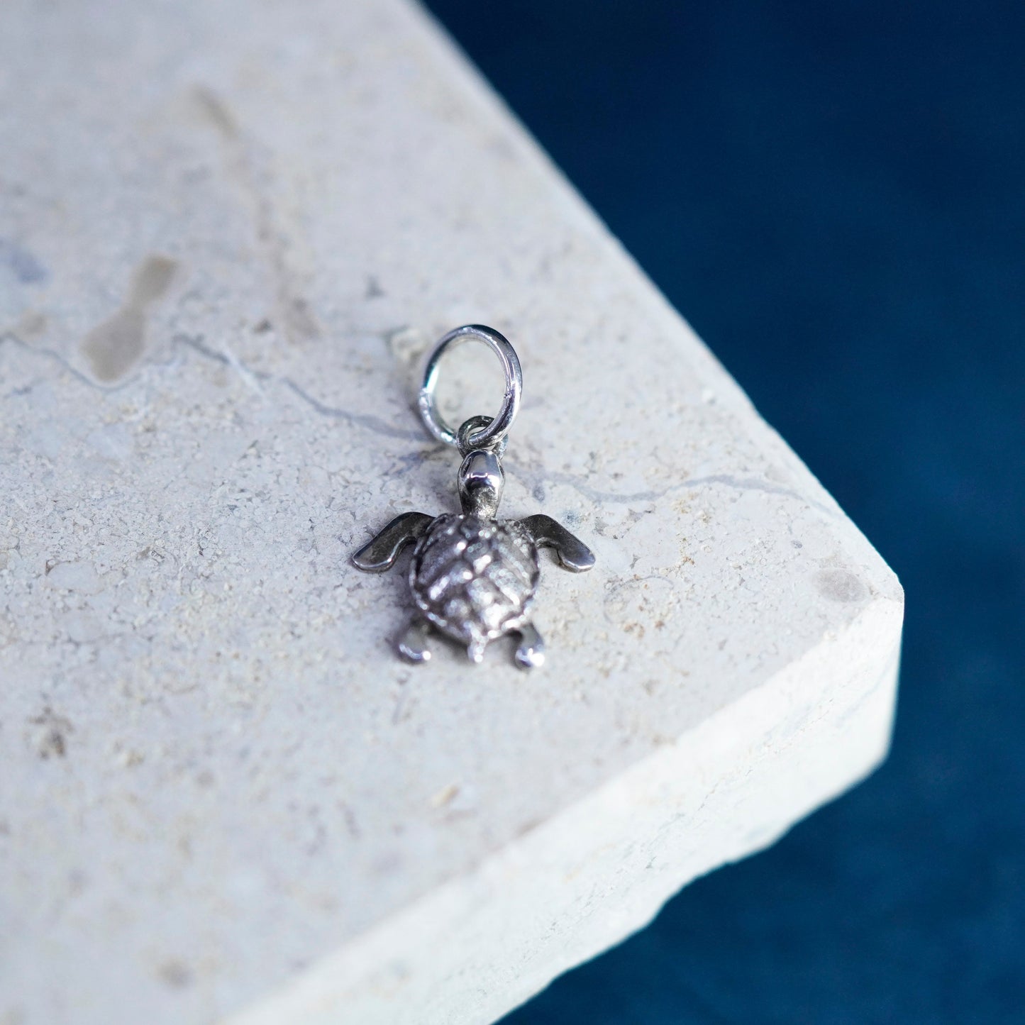 Vintage Sterling silver handmade pendant, 925 turtle charm