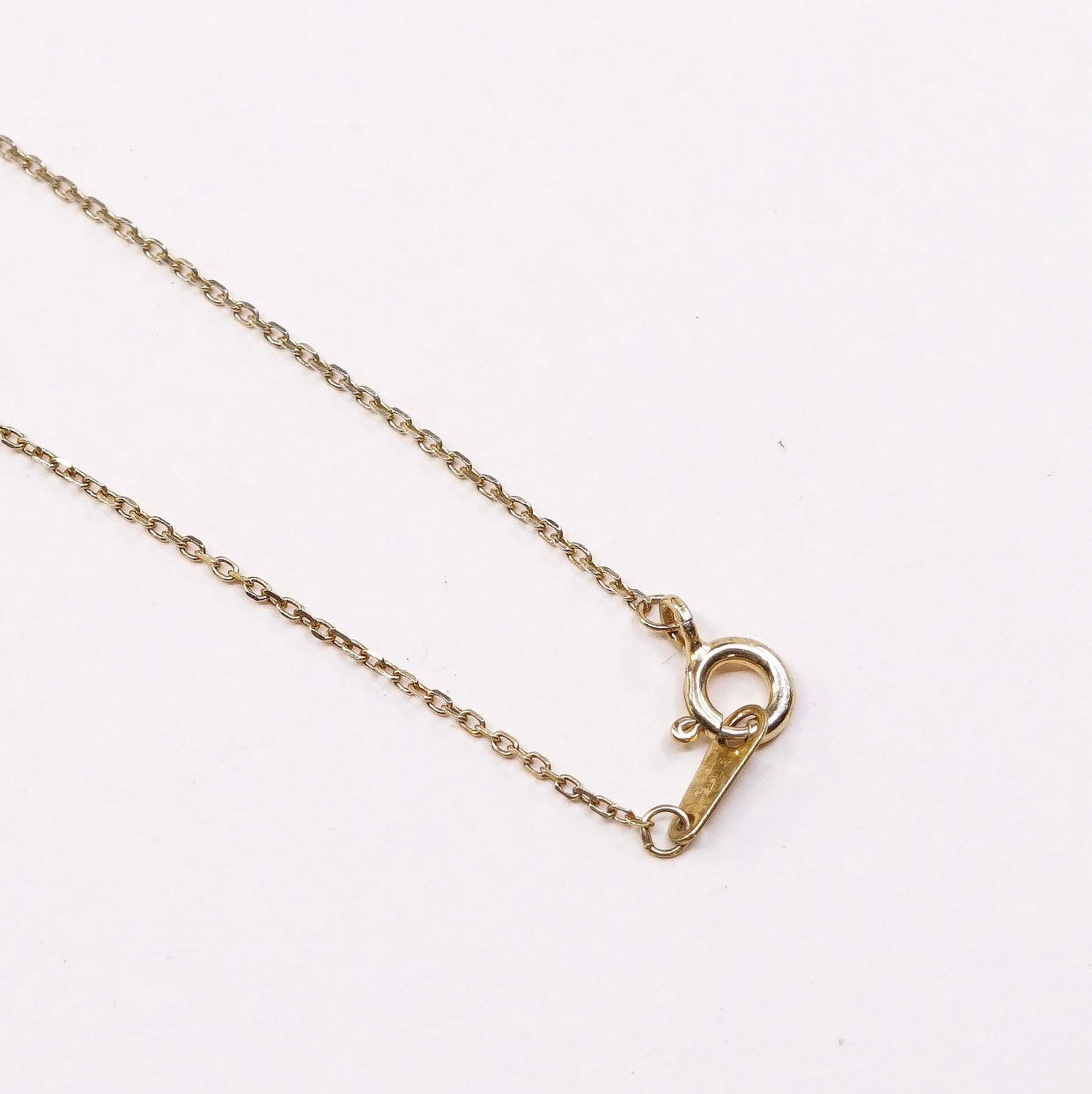 16", gold sterling 925 silver necklace chain w/ leaves pendant N turquoise