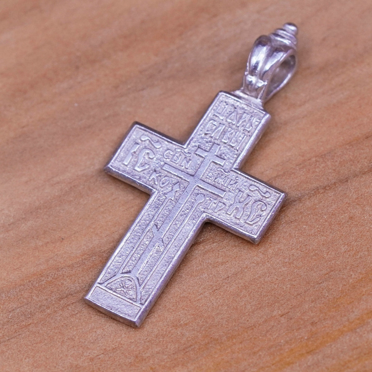 Vintage Sterling silver handmade pendant, 925 textured cross